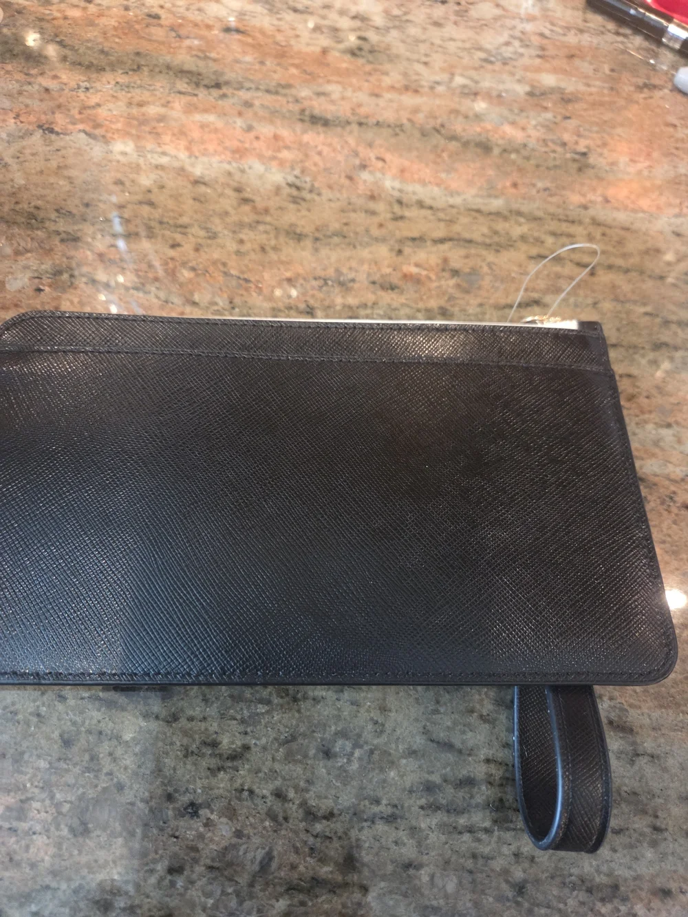 kate spade White Leather Satchel with Black Zip Wristlet